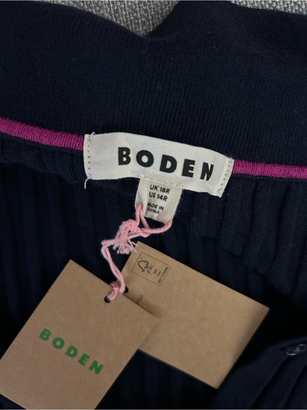 Boden Rachel Ribbed Long Sleeve Navy Button-Front Knit Dress Shirtdress - Picture 11 of 14